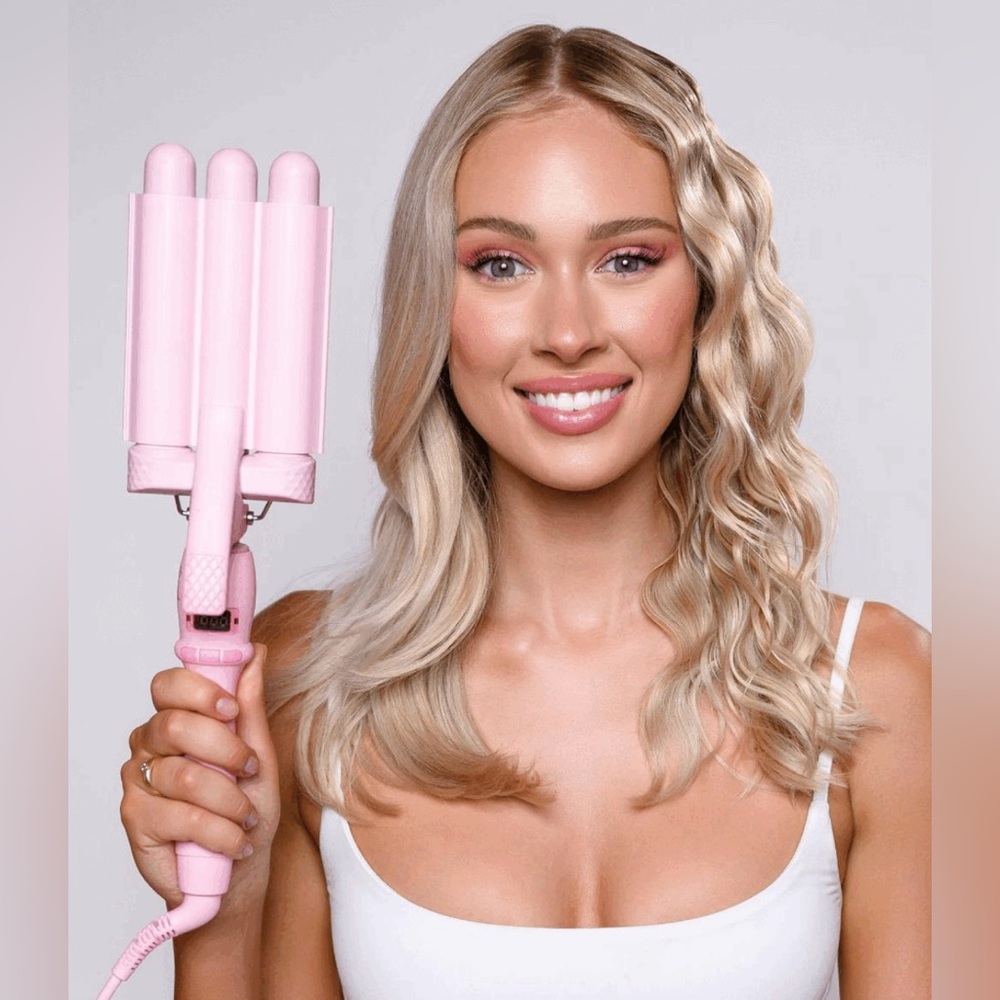 NEW Mermade PRO Mini Hair Waver - 1" Pink and heat protection glove